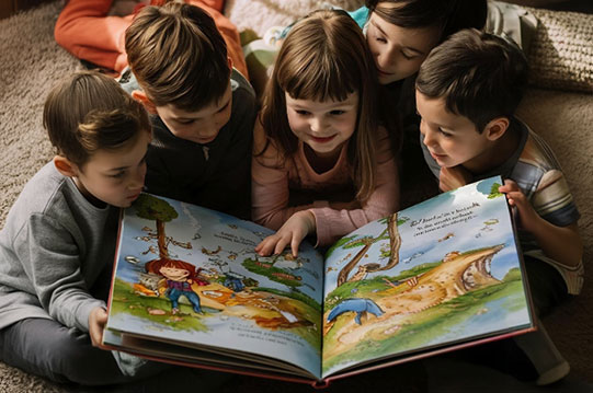 Παιδιά διαβάζουν παραμύθι με έκφραση
